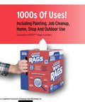 Person holding Professional White Rags Center Pull Box 200 Sheets 11 X 10 Inches Made In USA Ultra Absorbent For Painting, Cleaning