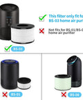 Image showing compatibility of Eight Pack Main Replacement Filter for PARTU BS 03 Purifier Part U Part X and Slevoo BS 03 filters.