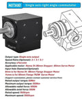 Right Angle Planetary Gearbox With Seven Arc Minute Precision Commutator For 80 Servo And Nema 34 Stepper Motors, diagram included