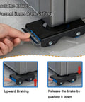 Heavy Equipment Rollers With Dependable Brakes And Non Slip Plastic Casters, showing brake locking mechanism in use.