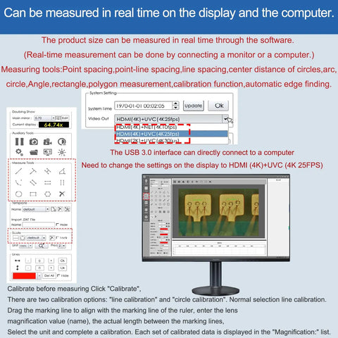 Pro Grade Light And Dark Field Electron Metallographic Microscope With 4K HD Measurement Camera For Direct Computer Or Monitor Connection Via HDMI USB 3 And LAN For Quick Setup And Precise High Resolution Imaging Plug And Play Ready, measurement software on monitor