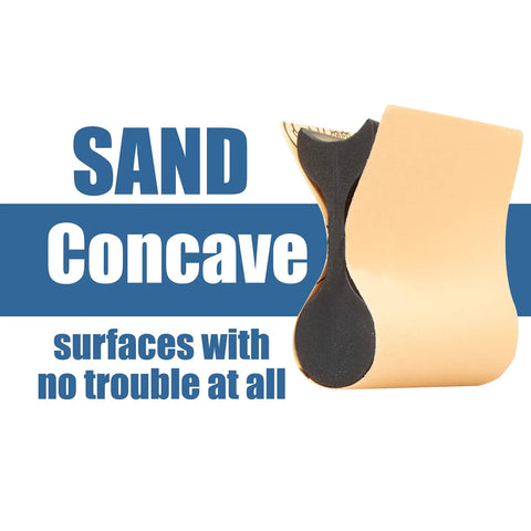 21 Profile Contour Sanding Grips for inside and outside surfaces, concave pad shown for woodworking and crafts