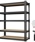 Heavy Duty Garage Shelving Unit 5 Tier Adjustable Metal Storage Rack With 2025 Lbs Capacity Freestanding Organizer For Kitchen Basement Laundry And More, black metal shelving