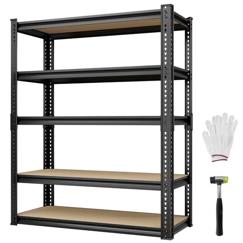 Heavy Duty Garage Shelving Unit 5 Tier Adjustable Metal Storage Rack With 2025 Lbs Capacity Freestanding Organizer For Kitchen Basement Laundry And More, black metal shelving