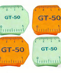 Beefy Magnetic Seam Guides For Sewing Machine Set, 4 Pack, Polygon Hemmer Guides with scale, orange and green colors.