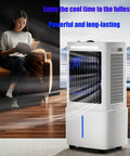 Beat The Heat With This Straight Up Windowless Portable Air Cooler And Evaporative Swamp Cooling System in use indoors, person reading.