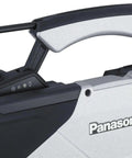 Close-up of Panasonic rugged mobile workstation handle with buttons, built for heavy duty jobs and rough environments.