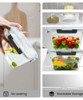 Two Pack Large Glass Storage Containers With Lids 85 Oz 10.5 Cup Airtight Food Storage in use with water and vegetables