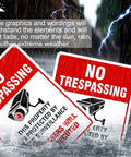 4-Pack No Trespassing Signs Outdoor For Private Property Made From Aluminum 10x14 Inches With UV Ink Print under heavy rain