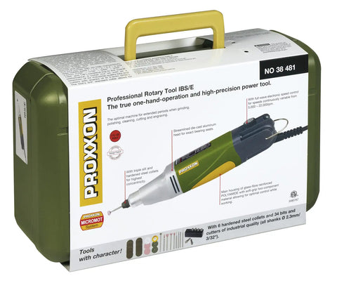 High Precision Pro Grade Rotary Tool IBS E 38481 in Carry Case with Accessories Illustrated on Packaging