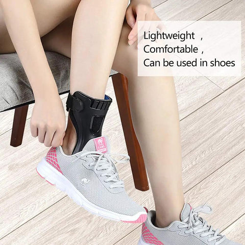 Person wearing Drop Foot Brace With Inflatable Airbag For Stroke Recovery Lightweight AFO Ankle Foot Orthosis Support For Left Leg