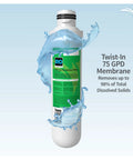 Twist In RO DI Aquarium Water Filter Replacement Cartridge Pack With 75 GPD Membrane Sediment Filter Carbon Block Filter And Deionization Filter For Three To Four Stage RO DI Systems Easy Swap Keeps Tank Water Crystal Clear