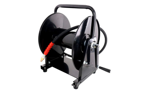 Beefy Heavy Duty Portable Hose Reel For 5000 PSI High Pressure Power Washers And Sewer Jetters Holds Three Eighths Inch By Two Hundred Feet Hose