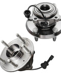Four Front And Rear Wheel Bearing Hubs Assembly Replacement Kit for 2010 2017 Chevy Equinox and GMC Terrain, close-up view.
