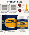 Complete Drywall Repair Kit With Wall Patch Spackle Paste And Sturdy Plastic Scraper For Rapid Hole And Crack Repairs Smooth White Putty That Leaves Surfaces Looking Fresh And Clean product size chart with wall patches, wall mending agent, and scraper dimensions