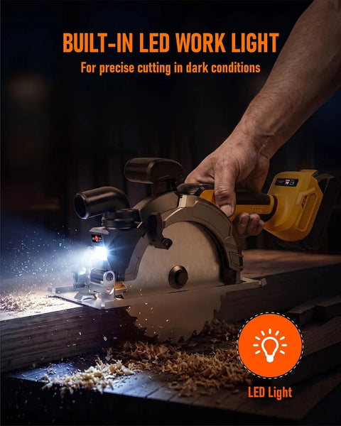 High-Output 6 1 2-Inch Cordless Circular Saw For Gnarly Cuts On Any 20V System Includes built-in LED work light for better visibility.