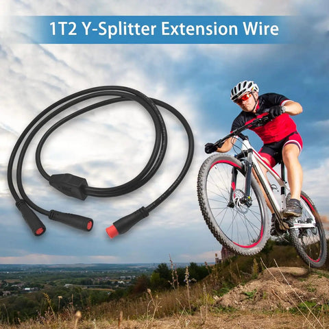 Y Splitter Extension Cable For Ebike 2 Female To 1 Male Waterproof Wire 7 Inch Length Keeps Lights Brakes Sensors Gear Sensor And Battery For Ride Ready 36V E Bikes Setup 2 Pack