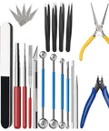 23 Piece Metal Puzzle Tool Kit For Model Building With Plier Sets, Tweezers, Bending Tools, File, Pen Knife Detailed View