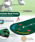 Par 3 Putting Green Mat 10 Foot By 3 Foot With 3 Cups Flag And Hole Covers For Indoor Outdoor Practice