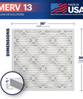 Top Rated 20x20x1 MERV 13 Electrostatic Pleated Air Filter dimensions, Made In USA, showing actual size and design.