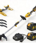 Cordless Weed Trimmer And Edger With 21V Power 13 Inch Cutting Swath Brushless Motor Dual Battery Pack and accessories