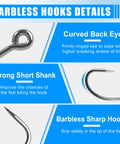 Pro Grade 175Piece Barbless Carp Hook Kit With Curve Shank Crank Wide Gape Fly Tying And Circle Hooks Includes Tackle Box