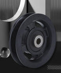 Heavy Duty Smooth Action Nylon Bearing Pulley Wheels 10 Pack With 90Mm Diameter And 10Mm Center Bore showing a close-up of a black nylon pulley.