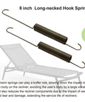 Heavy Duty Eight Inch Locking Tension Spring For Recliners Direct Replacement Part with long-necked hook design.