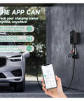 Heavy Duty Ev Charger With Type Two Connector, 32Amp plug, wall mounted, with app control, charging electric vehicle.