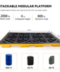 2-Barrel Modular Leach Control Platform Spill Containment With Grating And Forklift Pockets, 48 By 24 By 4 Inches, side view