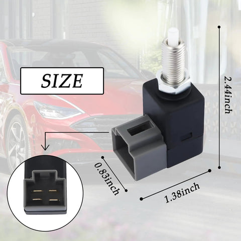 Reliable 4 Pin Brake Light Switch Replacement For Hyundai And Kia Cars With Plug And Play OEM Style Fitment CNR1164 shown with dimensions