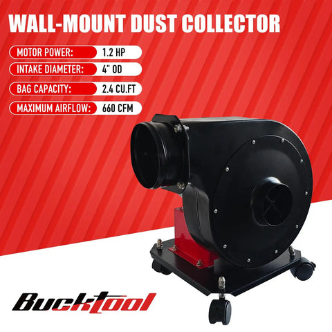 Built Like A Tank Wall Mount Dust Collector For Woodworking Pros With Kicking 660 Cfm Airflow And Dependable 1.2Hp Tefc Motor running quiet, black dust collector with intake.