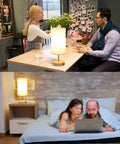 Sleek Bedside Lamp with USB C and USB A Ports, touch controlled table light on desk and cozy nightstand, LED bulb included