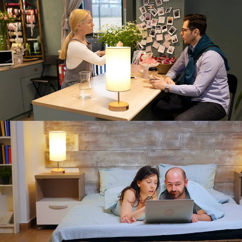 Sleek Bedside Lamp with USB C and USB A Ports, touch controlled table light on desk and cozy nightstand, LED bulb included