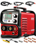 Three in One welding machine delivers MIG flux core and Lift TIG welding with synergic MIG control, 140 Amp power, 110V input