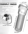 Six Sets Of Wheel Studs And Lug Nuts In One Half Inch Twenty UNF Threaded, Rust Resistant, Heavy Duty Bolt On Hub Fasteners