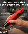 EC-MINI Pro Grade Heat Gun For Crafts And DIY Projects With Shrink Wrap and Reflector Attachment in use with wire connector
