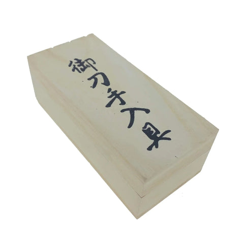 Wooden box from Pro Grade Japanese Samurai Katana Sword Maintenance Cleaning Kit With Uchiko Ball Sword Oil Cleaning Papers Mekugi Nuki