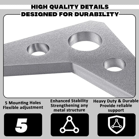 Badass Heavy Duty Weld On Gusset Plates 10 Pack 3X3 Inch Steel Triangle Tabs 1 4 Thick Five Hole Reinforcement Bracket up close.