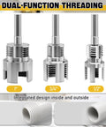 All In One Handy PVC Pipe Threader Set With One Half Inch, Three Quarters Inch And One Inch Threaders on display