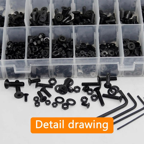 1715 Piece Metric Screw Kit for 3D Printers and Mechanical Hardware with M2 M3 M4 M5 Screws Black Assortment in Plastic Case