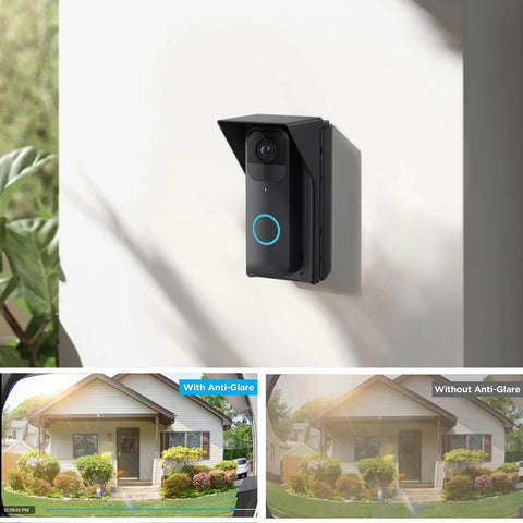 Adjustable Waterproof Mount For B-Link Video Doorbell Extends Viewing Angle From 30 To 60 Degrees installed on wall, black.