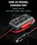 Heavy Duty 56W 14V DC Car Charger Adapter For NOCO Genius Boost Jump Starters, close-up of charging port and cable.