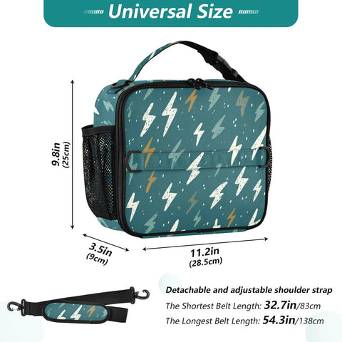 Lightning Bolt Insulated Lunch Bag For Kids And Adults With Sturdy Shoulder Straps, grab-and-go cooler lunch box, 11.2in x 9.8in
