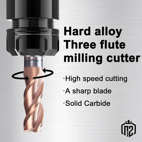 3 Flute Half Inch Square End Mill TiSiN Coated Milling Cutter HRC55 For Aluminum And Copper Beefed Up Heavy Duty Half Inch Shank One And A Quarter Inch Length Of Cut Three Inch Overall Length Five Pack close-up