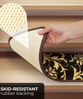 Close-up of Set Of 15 Skid Resistant Carpet Stair Treads 9 Inch By 36 Inch Espresso Brown And Golden Cream Non Slip Backing