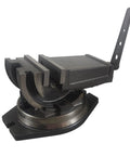 Five Inch Milling Machine Vise With Swivel Base And Four Direction Adjustable Jaws, robust clamping mechanism, 5-inch size.