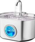 Stainless Steel Cat Water Fountain With 73oz Capacity Easy View Water Level Window Automatic Pet Drinking Fountain For Cats And Small Dogs