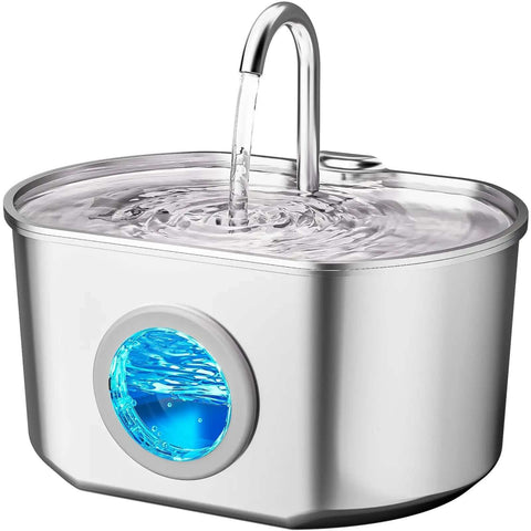 Stainless Steel Cat Water Fountain With 73oz Capacity Easy View Water Level Window Automatic Pet Drinking Fountain For Cats And Small Dogs