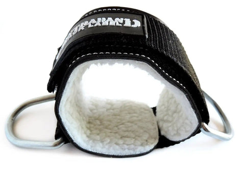 Grip Tight Adjustable Ankle Cuff And Glute Kickback Strap For Cable Machines Heavy Duty Nylon with dual metal rings.